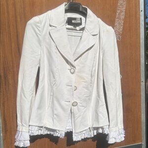 Love Moschino Ivory Blazer with Ruffle Trim